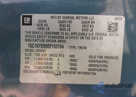 2014 Chevrolet Silverado 2500Hd Ltz z USA, uszkodzony, nr VIN 1GC1KYE88EF133704